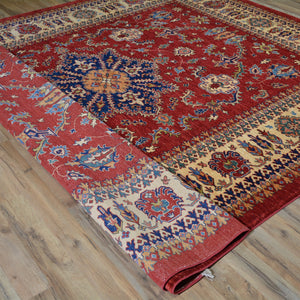 Hand-Knotted Super Kazak Design Rug 100% Wool Handmade Rug (Size 7.11 x 10.0) Brral-978
