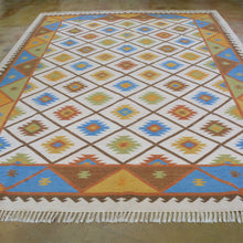 Load image into Gallery viewer, Hand-Woven Geometric Design Wool Reversible Kilim Durrie Rug (Size 8.1 X 10.8) Brral-2121