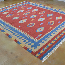 Load image into Gallery viewer, Hand-Woven Reversible Kilim Dhurrie Geometric Design Wool Rug (Size 8.2 X 10.0) Brral-2127