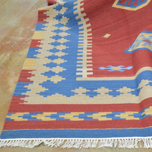 Hand-Woven Reversible Kilim Dhurrie Geometric Design Wool Rug (Size 8.2 X 10.0) Brral-2127