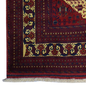 Hand-Knotted Afghan Belgic Turkoman Tribal Wool Rug (Size 6.7 X 9.3) Brral-2655