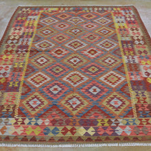 Load image into Gallery viewer, Hand-Woven Afghan Flatweave Geometric Reversible Kilim Wool Rug (Size 5.0 X 6.6) Cwral-2973