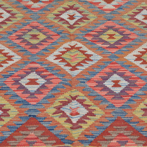 Hand-Woven Afghan Flatweave Geometric Reversible Kilim Wool Rug (Size 5.0 X 6.6) Cwral-2973