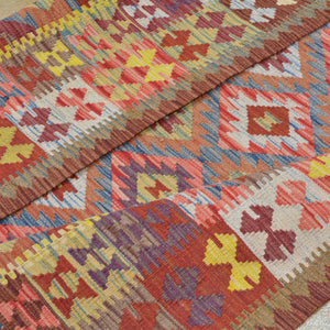 Hand-Woven Afghan Flatweave Geometric Reversible Kilim Wool Rug (Size 5.0 X 6.6) Cwral-2973