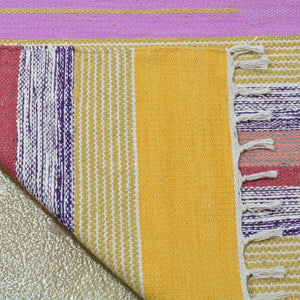 Hand-Woven Cotton Dhurrie Flatweave Reversible Kilim Handmade Rug (Size 3.9 X 5.11) Brrsf-513