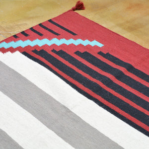 Hand-Woven Southwestern Design Dhurrie Reversible Kilim Wool Rug (Size 8.10 X 12.1) Brrsf-6072