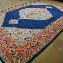 Load image into Gallery viewer, Hand-Knotted Geometric Oriental Design Wool Rug (Size 10.3 X 14.0) Brrsf-6123
