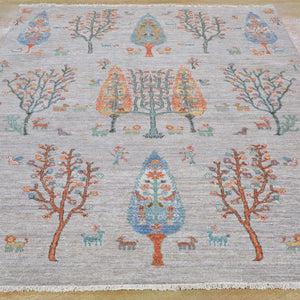 Hand-Knotted Tree Willow Design Modern Handmade Wool Rug (Size 5.1 X 7.0) Brrsf-6138