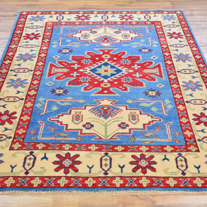 Hand-Knotted Tribal Kazak Caucasian Design Handmade Rug (Size 4.0 X 6.0) Brrsf-678