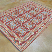 Load image into Gallery viewer, Soumak Oriental Tribal Afghan Handmade Wool Rug (Size 4.7 X 6.1) Brrsf-1038