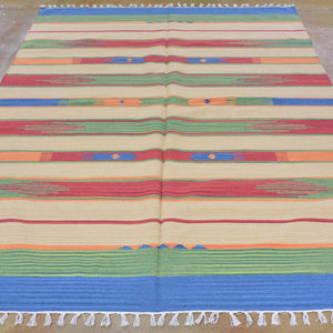 Hand-Woven Cotton Durrie Reversible Handmade Rug (Size 5.1 X 7.5) Brrsf-1110