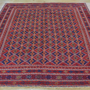 Hand-Knotted And Soumak Afghan Mashwani Wool Rug (Size 5.4 X 6.7) Brrsf-1137