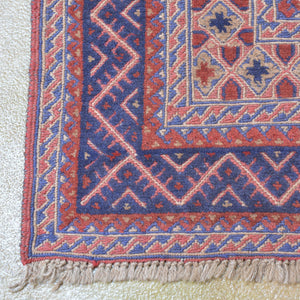 Hand-Woven Fine Afghan Mashwani Handmade Red Wool Rug (Size 5.2 X 6.0) Brrsf-1404