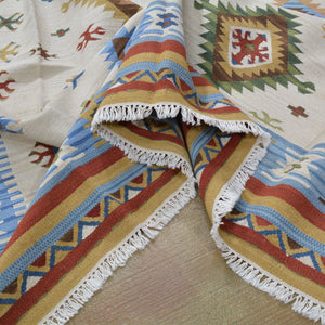 Hand-Woven Flatweave Keysari Design Kilim Wool Rug (Size 8.0 X 9.9) Brrsf-1662