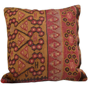 16" x 16" Geometric Design Hand-Woven Turkish Kilim Pillow Cover Cwpal-2200
