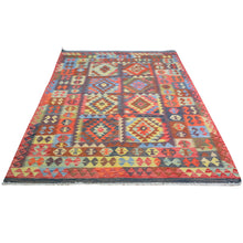 Load image into Gallery viewer, Hand-Woven Reversible Afghan Tribal Wool Handmade Rug (Exact Size4.9 X 6.7) Brral-3000