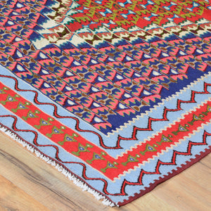 Hand-Woven Persian Sennah Kilim Village Rug 100% Wool (Size 3.9 X 5.1) Cwral-3123