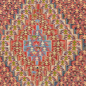 Hand-Woven Persian Sennah Kilim Geometric Design Wool Rug (Size 4.3 X 5.0) Cwral-3132