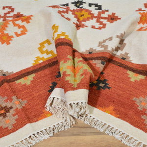 Hand-Woven Geometric Design Wool Reversible Kilim Rug (Size 9.2 X 11.11) Cwral-3465