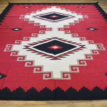 Load image into Gallery viewer, Hand-Woven Southwestern Crystal Starburst Design Reversible Flatweave Wool Rug (Size 9.1 X 12.1) Brral-3468