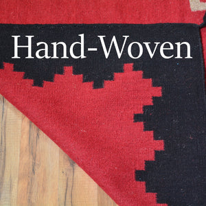 Hand-Woven Southwestern Crystal Starburst Design Reversible Flatweave Wool Rug (Size 9.1 X 12.1) Brral-3468