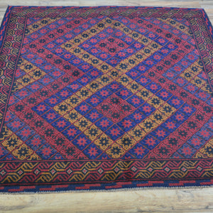 Hand-Knotted And Soumak Tribal Oriental Afghan Wool Rug (Size 4.3 X 4.10) Brral-3564