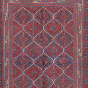 Hand-Knotted And Soumak Oriental Tribal Afghan Wool Handmade Rug (Size 3.7 X 4.3) Brral-3570