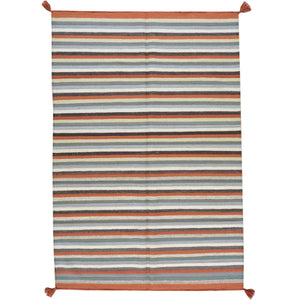 Hand-Woven Fine Flatweave Reversible Striped Design Kilim Rug (Size 4.1 X 6.1) Brral-3591