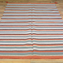 Load image into Gallery viewer, Hand-Woven Fine Flatweave Reversible Striped Design Kilim Rug (Size 4.1 X 6.1) Brral-3591