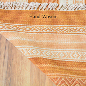 Hand-Woven Handmade Striped Kilim Flatweave Wool Rug (Size 5.1 X 8.1) Brral-3810