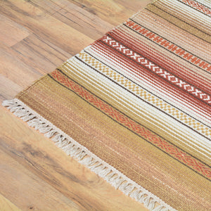 Hand-Woven Flatweave Stripe Design Handmade Wool Rug (Size 5.6 X 7.11) Cwral-3837