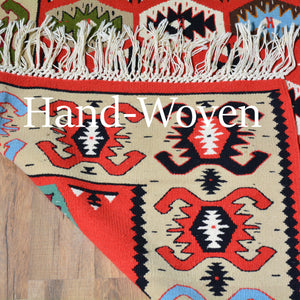 Hand-Woven Turkish Shorkoi Reversible Kilim Wool Rug (Size 6.7 X 9.10) Brral-4047