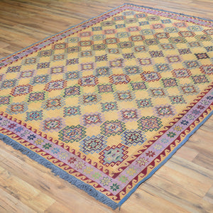 Soumak Afghan Tribal Handmade Wool Larkabi Rug (Size 5.8 X 7.7) Brral-4092