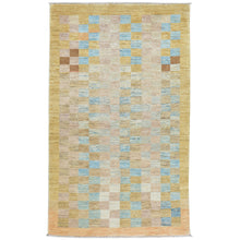 Load image into Gallery viewer, Hand-Knotted Oriental Peshawar Checker Design Gabbeh Wool Rug (Size 3.2 X 5.0) Brral-444