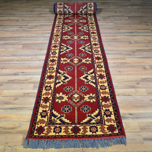 Hand-Knotted Tribal Afghan Karaghai 100% Wool Long Runner Rug (Size 2.3 X 19.4) Brral-4449