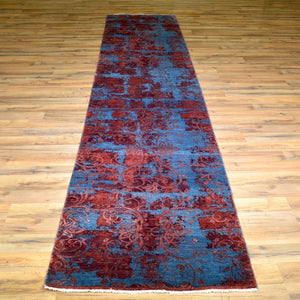 Hand-Knotted Abstract Modern Design Handmade Wool Rug (Size 2.8 X 12.0) Brral-4476