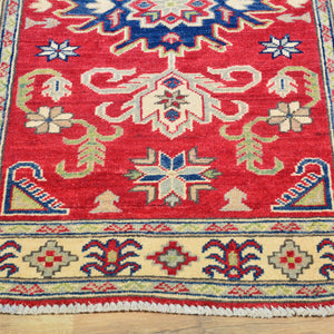 Hand-Knotted Oriental Kazak Tribal Design Handmade 100% Wool Rug (Size 2.7 X 14.2) Brral-4482