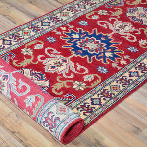 Hand-Knotted Oriental Kazak Tribal Design Handmade 100% Wool Rug (Size 2.7 X 14.2) Brral-4482