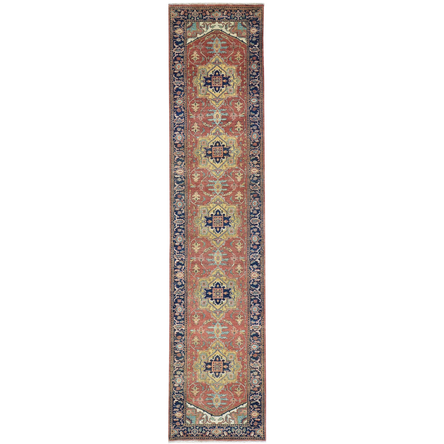 Hand-Knotted Fine Indo Serapi Design Handmade 100% Wool Rug (Size 2.8 X 11.10) Brral-4542