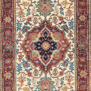 Hand-Knotted Fine Heriz Traditional Design 100% Wool Handmade Rug (Size 2.7 X 12.0) Cwral-4545