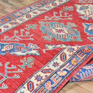 Hand-Knotted Caucasian Kazak Design Handmade Wool Rug (Size 4.3 X 14.8) Cwral-4584