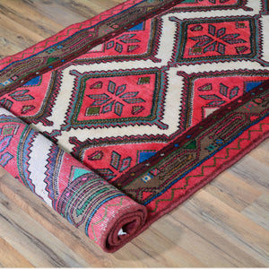 Hand-Knotted Vintage Tribal Design Handmade 100% Wool Rug (Size 2.8 X 9.1) Brral-4593