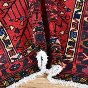 Hand-Knotted Hamadan Vintage Design Handmade 100% Wool Rug (Size 3.5 X 11.0) Brral-4653