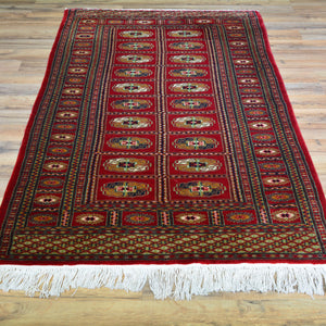 Hand-Knotted Fine Afghan Bokhara Tribal Design Handmade Wool Rug (Size 3.2 X 5.6) Brral-4740