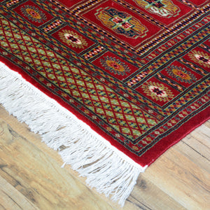 Hand-Knotted Fine Afghan Bokhara Tribal Design Handmade Wool Rug (Size 3.2 X 5.6) Brral-4740