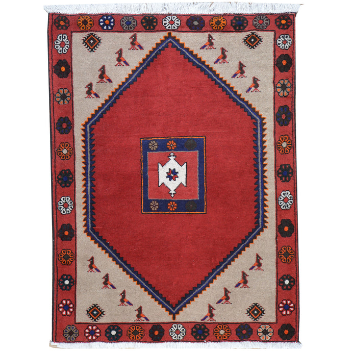 Hand-Knotted Persian Tribal Design Handmade Wool Rug (Size 3.8 X 4.11) Brral-4752