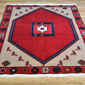 Hand-Knotted Persian Tribal Design Handmade Wool Rug (Size 3.8 X 4.11) Brral-4752
