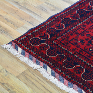 Hand-Knotted Fine Afghan Turkamon Design Handmade 100% Wool Rug (Size 4.3 X 15.10) Brral-4842