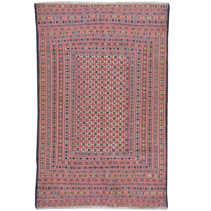 Soumak Tribal Maleeki Tribal Design Handmade Wool Rug (Size 3.8 X 5.11) Brral-4902