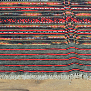 Hand-Woven Fine Tribal Afghan Sumack Rug Striped Design Wool Rug (Size 3.1 X 4.7) Cwral-4908